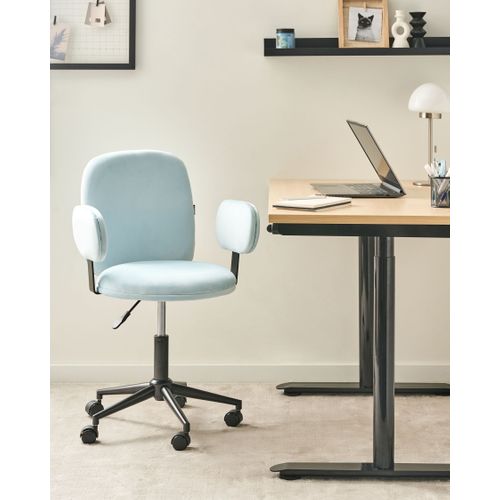 Chaise De Bureau Moraga Velours Bleu Clair