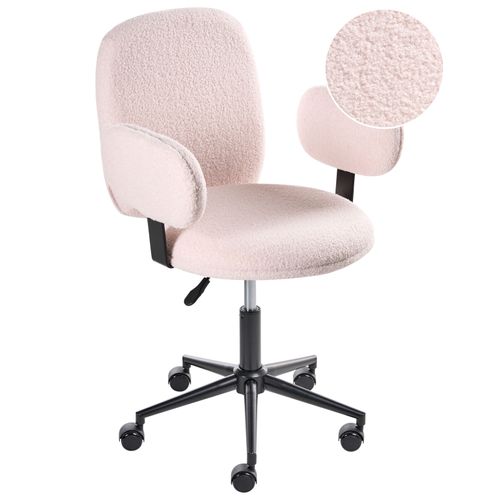 Chaise De Bureau Moraga Bouclé Rose Pastel