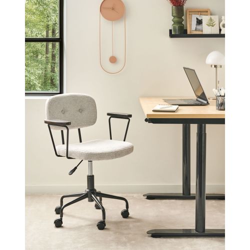 Chaise De Bureau Algerita Tissu Gris Clair