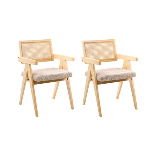 Lot De 2 Chaises De Salle à Manger Ava Bois Marron Clair/taupe