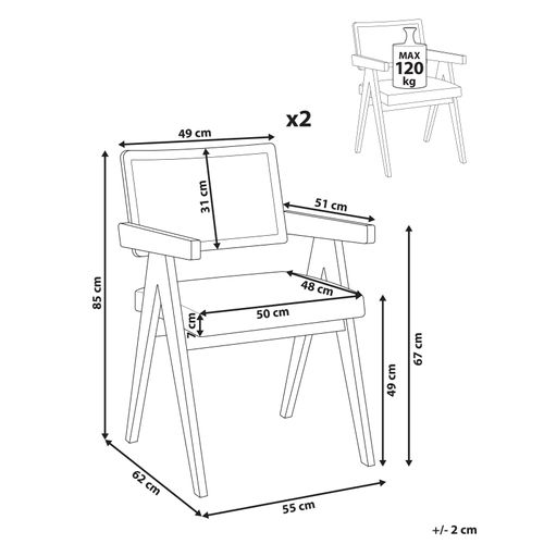 Lot De 2 Chaises De Salle à Manger Ava Bois Marron Clair/taupe