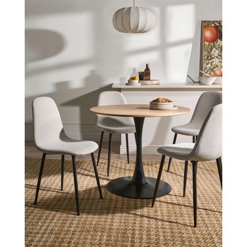 Lot De 4 Chaises De Salle à Manger Crandall Tissu Beige Clair