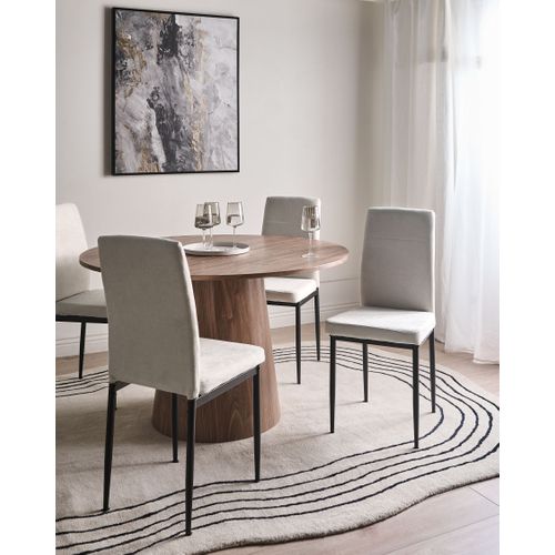 Lot De 4 Chaises De Salle à Manger Riner Tissu Beige Clair