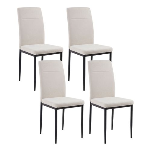 Lot De 4 Chaises De Salle à Manger Riner Tissu Beige Clair