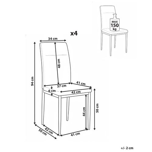 Lot De 4 Chaises De Salle à Manger Riner Tissu Gris
