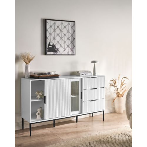 Buffet Avec Vitrine En Verre LEDuc Blanc