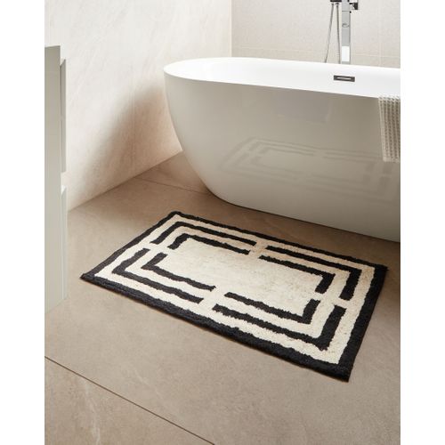 Tapis De Bain Risalu Noir/beige 60 X 90 Cm Coton