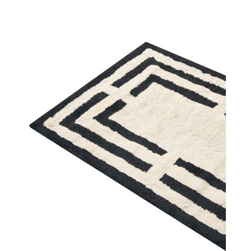 Tapis De Bain Risalu Noir/beige 60 X 90 Cm Coton