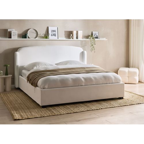 Lit Ottoman Tissu Bernay 180 X 200 Cm Blanc Cassé