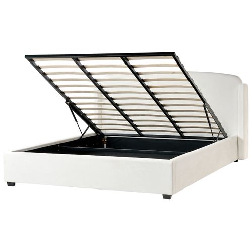 Lit Ottoman Tissu Bernay 180 X 200 Cm Blanc Cassé