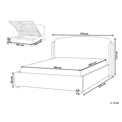 Lit Ottoman Tissu Bernay 180 X 200 Cm Blanc Cassé