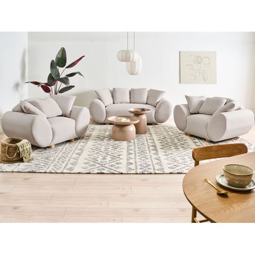 Canapé 2 Places Ringel Tissu Beige Clair