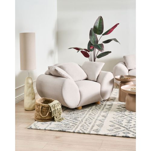Fauteuil Ringel Avec Coussins Tissu Beige Clair