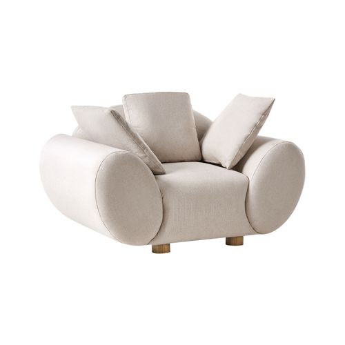 Fauteuil Ringel Avec Coussins Tissu Beige Clair