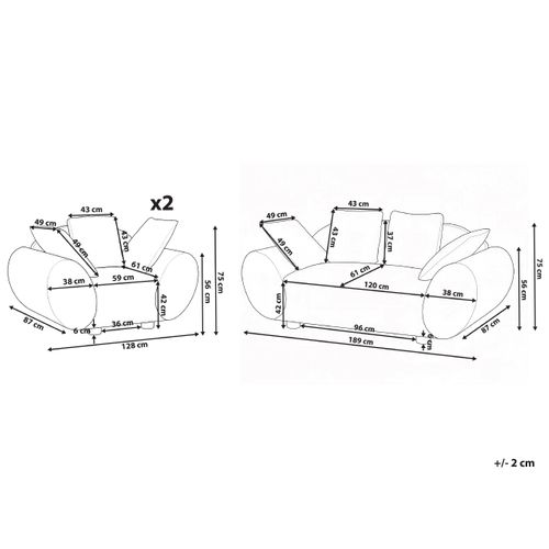 Ensemble De Salon 4 Places Ringel Tissu Beige Clair