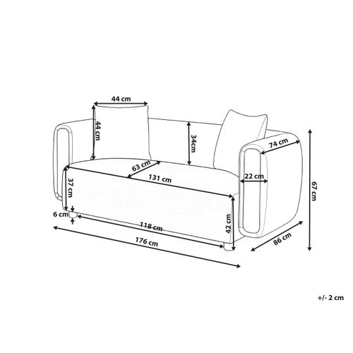 Canapé 2 Places Lillerod Tissu Gris