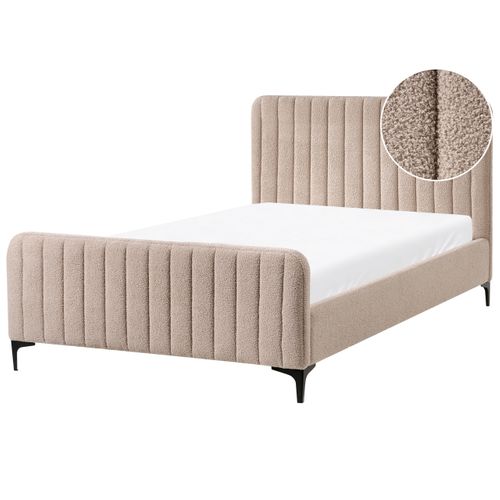 Lit Avec Sommier Bouclé Lunan 120 X 200 Cm Beige
