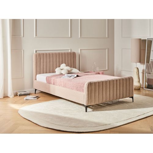 Lit Avec Sommier Bouclé Lunan 120 X 200 Cm Beige