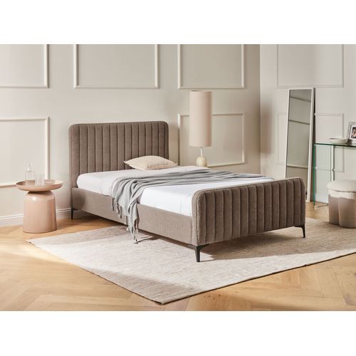 Lit Avec Sommier Bouclé Lunan 120 X 200 Cm Taupe