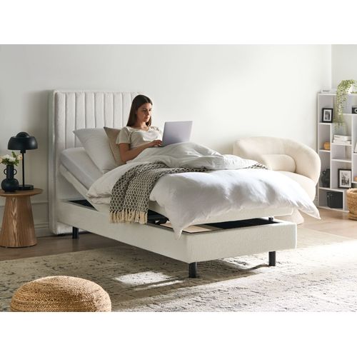 Lit Réglable Bouclé Castellan 90 X 200 Cm Blanc Cassé