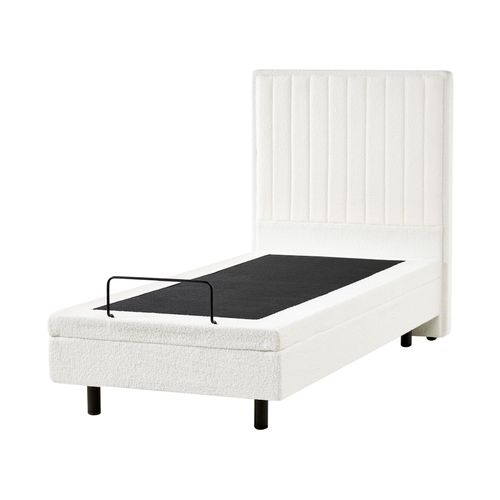 Lit Réglable Bouclé Castellan 90 X 200 Cm Blanc Cassé