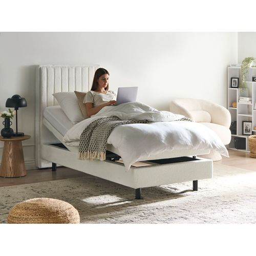 Lit Réglable Bouclé Duke Ii 80 X 200 Cm Blanc Cassé