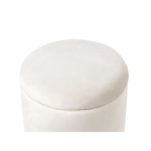 Pouf De Rangement Wenona Velours Blanc Cassé