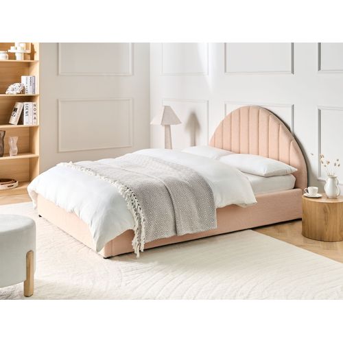 Lit Ottoman Bouclé Chadenet 140 X 200 Cm Rose Pêche