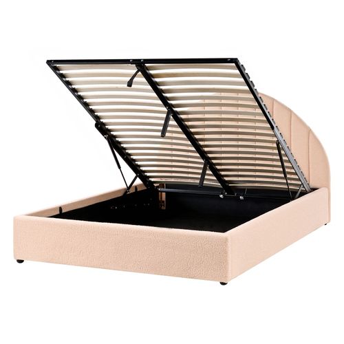 Lit Ottoman Bouclé Chadenet 140 X 200 Cm Rose Pêche