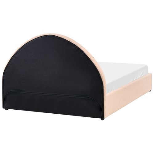 Lit Ottoman Bouclé Chadenet 140 X 200 Cm Rose Pêche