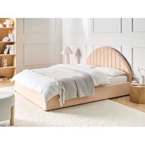 Lit Ottoman Bouclé Chadenet 160 X 200 Cm Rose Pêche