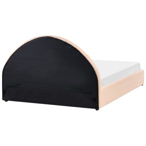 Lit Ottoman Bouclé Chadenet 160 X 200 Cm Rose Pêche