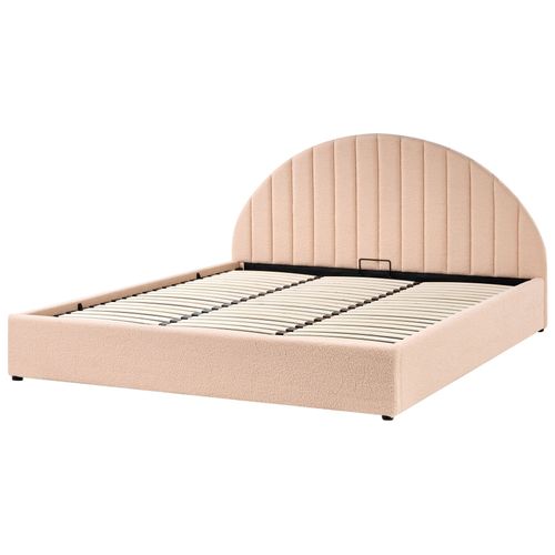 Lit Ottoman Bouclé Chadenet 180 X 200 Cm Rose Pêche