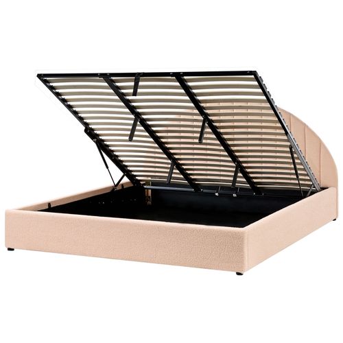 Lit Ottoman Bouclé Chadenet 180 X 200 Cm Rose Pêche