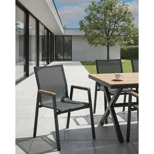 Lot De 4 Chaises De Jardin Tiano Métal Noir