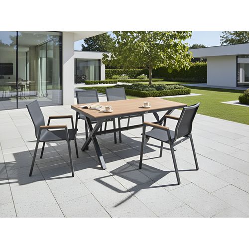 Table De Salle à Manger De Jardin Tiano 160 Cm 90 Cm Métal Noir