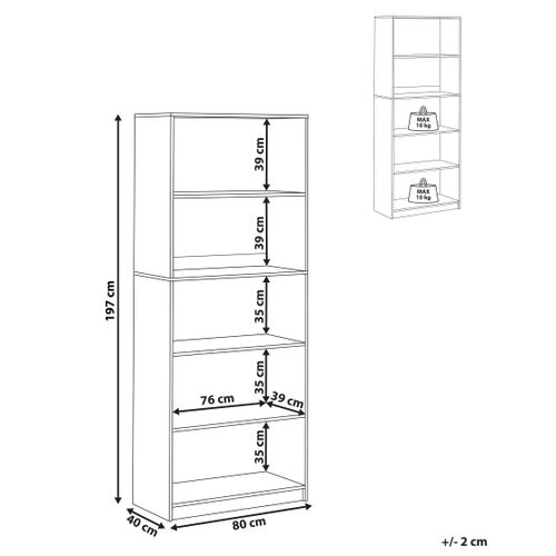 Bibliothèque 5 Étagères Zehna 197 Cm Blanc