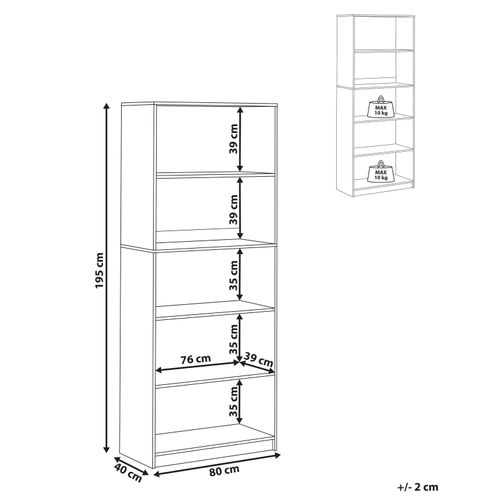 Bibliothèque 5 Étagères Zehna 197 Cm Marron Clair