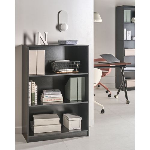 Bibliothèque 3 Étagères Zehna 117 Cm Noir