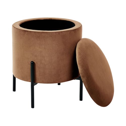 Pouf De Rangement Wenona Velours Marron Foncé