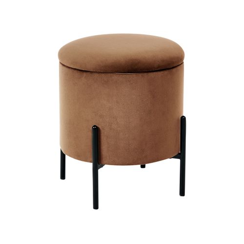 Pouf De Rangement Wenona Velours Marron Foncé