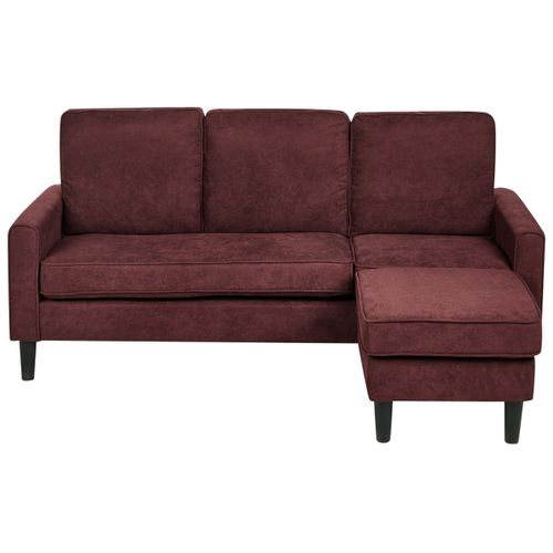 Canapé 3 Places Avesta Tissu Rouge Bordeaux Avec Ottoman