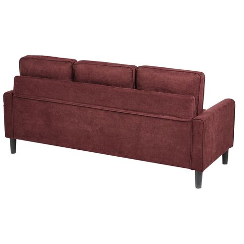 Canapé 3 Places Avesta Tissu Rouge Bordeaux Avec Ottoman