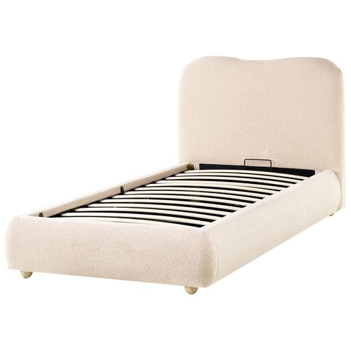 Lit Ottoman Bouclé Blagnac 90 X 200 Cm Beige Clair