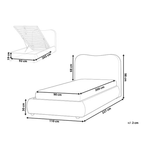 Lit Ottoman Bouclé Blagnac 90 X 200 Cm Beige Clair