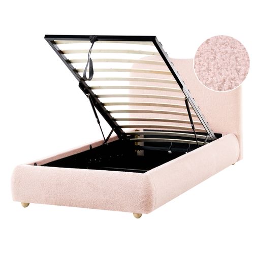 Lit Ottoman Bouclé Blagnac 90 X 200 Cm Rose