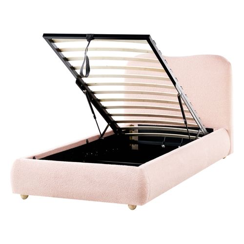 Lit Ottoman Bouclé Blagnac 90 X 200 Cm Rose