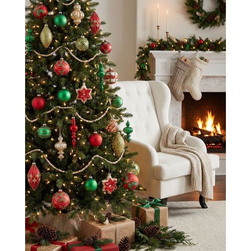 Lot De 70 Boules Twinkle Verre Rouge/vert