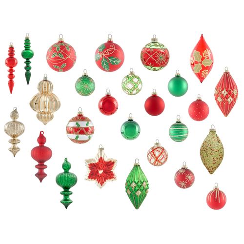 Lot De 70 Boules Twinkle Verre Rouge/vert