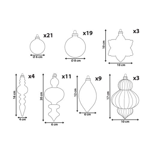 Lot De 70 Boules Twinkle Verre Rouge/vert